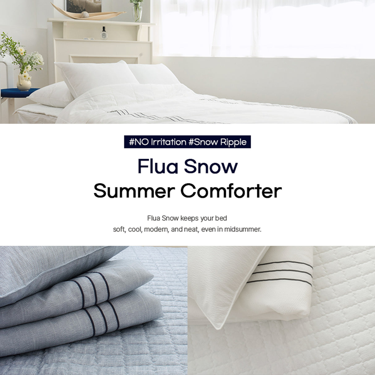 Flua Snow Comforter Set Double Cool Quilt Bedspread BLUE