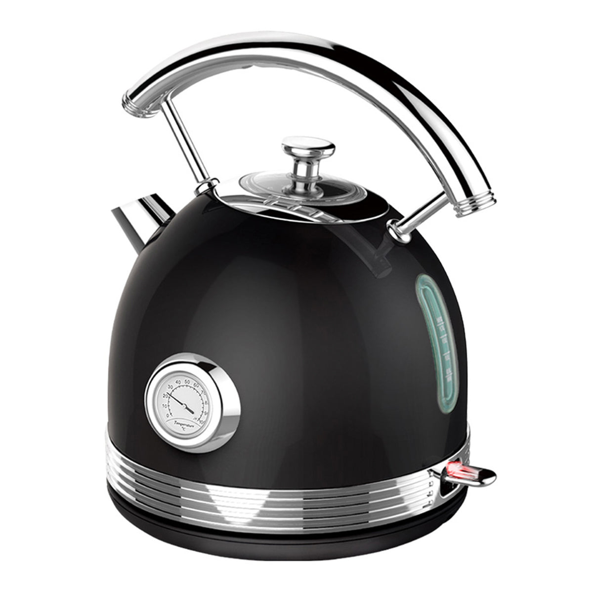 Electric Kettle Water Boiler Stainless Steel Retro 1.7L BLACK