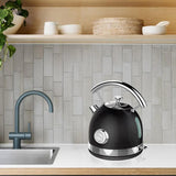 Electric Kettle Water Boiler Stainless Steel Retro 1.7L BLACK