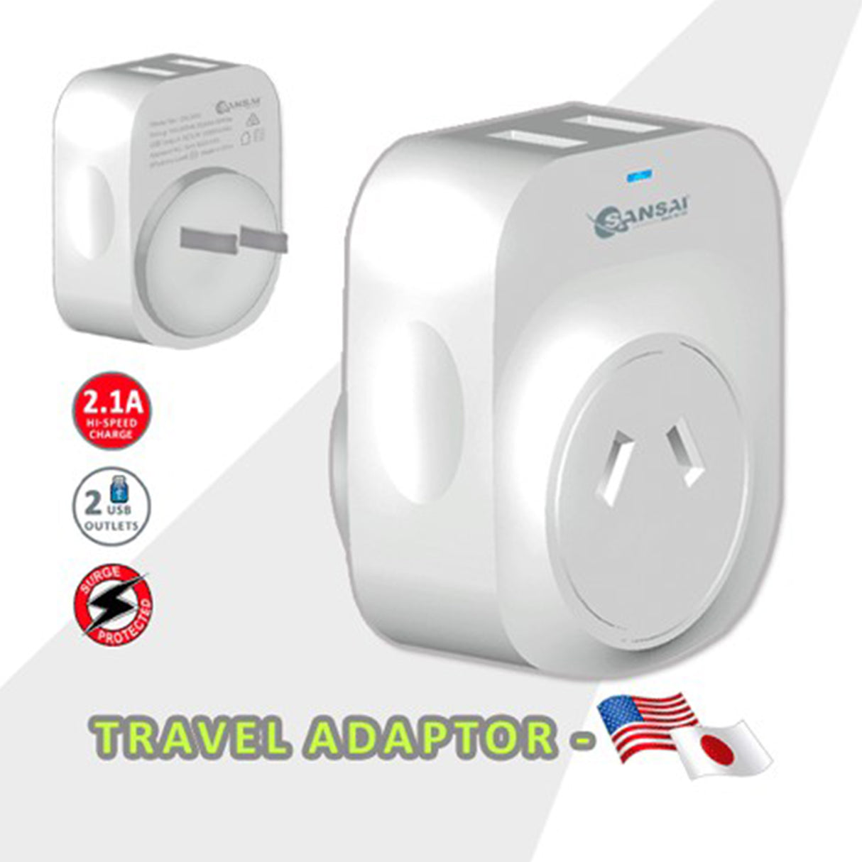 2X  Travel Adaptor 2 X USB - Japan
