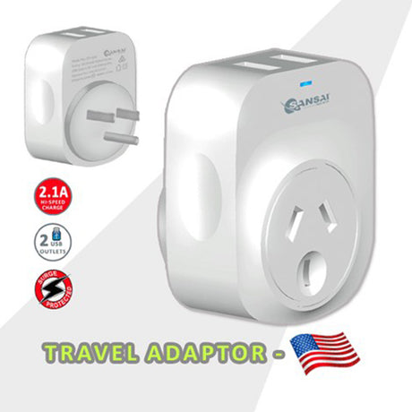 2X  Travel Adaptor 2 X USB - USA