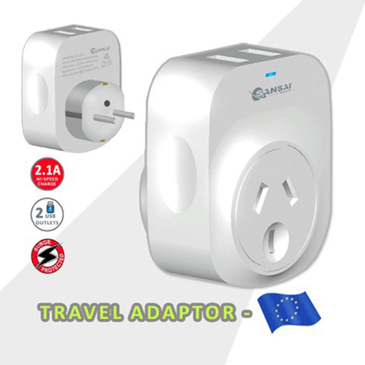 2X  Travel Adaptor 2 X USB - Europe