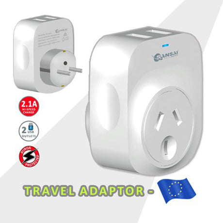 2X  Travel Adaptor 2 X USB - Europe
