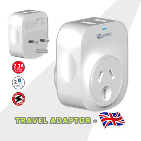 2X  Travel Adaptor 2 X USB - UK