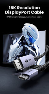 15383 16K Displayport 2.1 Male to Male VESA Certified Cable 1M