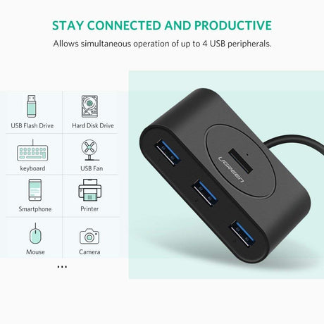 USB 3.0 4 Ports Hub Black 50CM (20290)