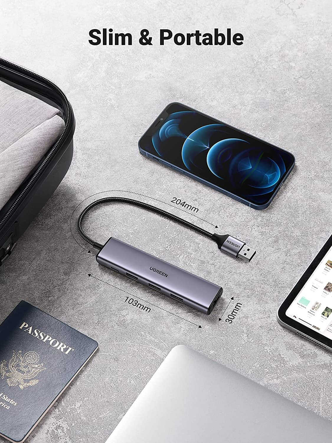 20805 USB 3.0 4-Port Hub with USB-C Power Port