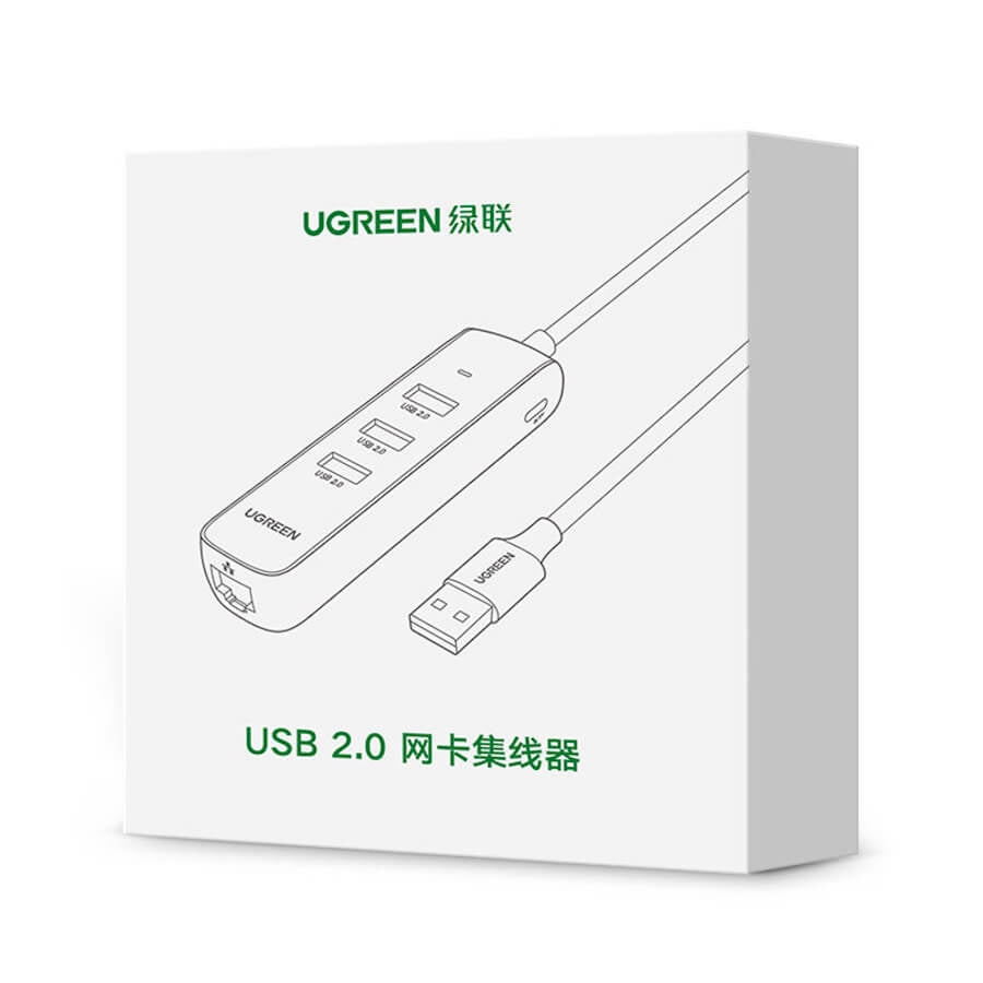 20984 USB 2.0 to 3 x USB2.0 with RJ45 (100Mbps) Ethernet Adapter (Black)