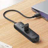 20984 USB 2.0 to 3 x USB2.0 with RJ45 (100Mbps) Ethernet Adapter (Black)