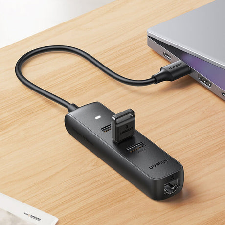 20984 USB 2.0 to 3 x USB2.0 with RJ45 (100Mbps) Ethernet Adapter (Black)