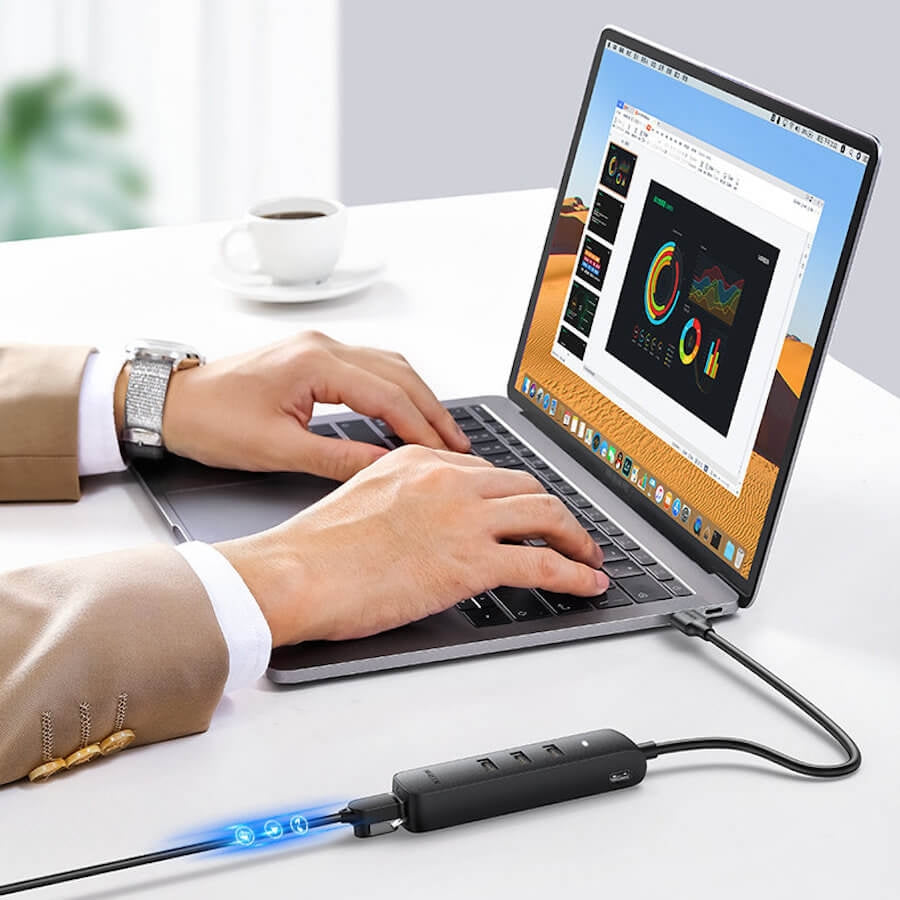 20984 USB 2.0 to 3 x USB2.0 with RJ45 (100Mbps) Ethernet Adapter (Black)