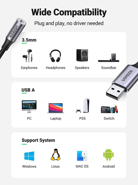 30757 USB to 3.5mm Audio Jack Sound Card Adapter