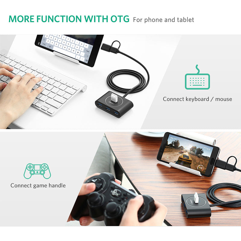 USB 3.0 Hub With Type C port Black 1M 40850