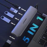 TypeC 5 in 1 Adaptor - HDMI + USB 3.0*3 + TypeC PD Power Converter (50209)
