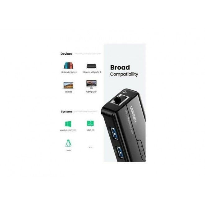 50627 USB-C to USB-A 3-Port Hub with RJ45 Gigabit Ethernet