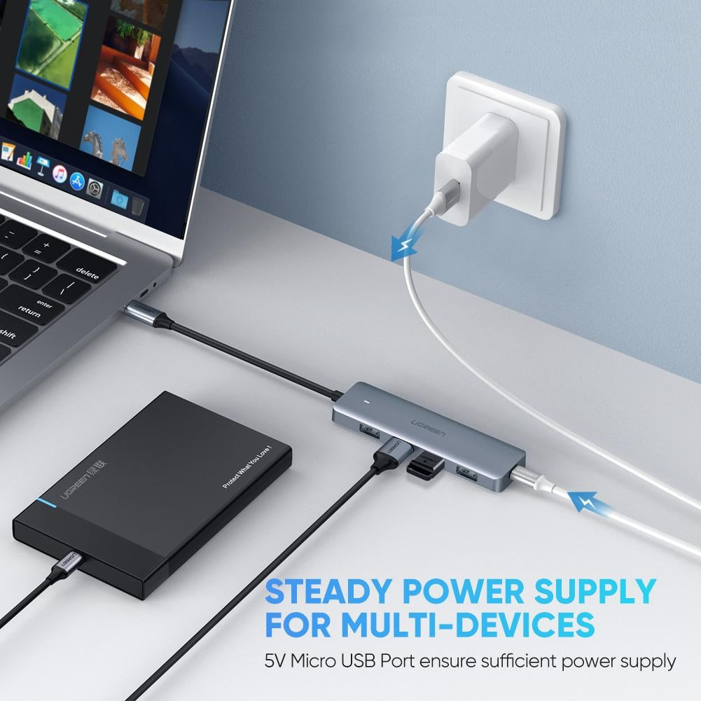 4-Port USB3.0 Hub with Micro USB Power Supply 70336