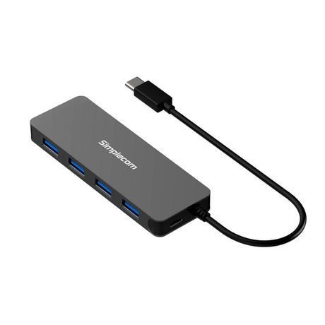 CH320 Ultra Slim Aluminium USB 3.1 Type C to 4 Port USB 3.0 Hub Black