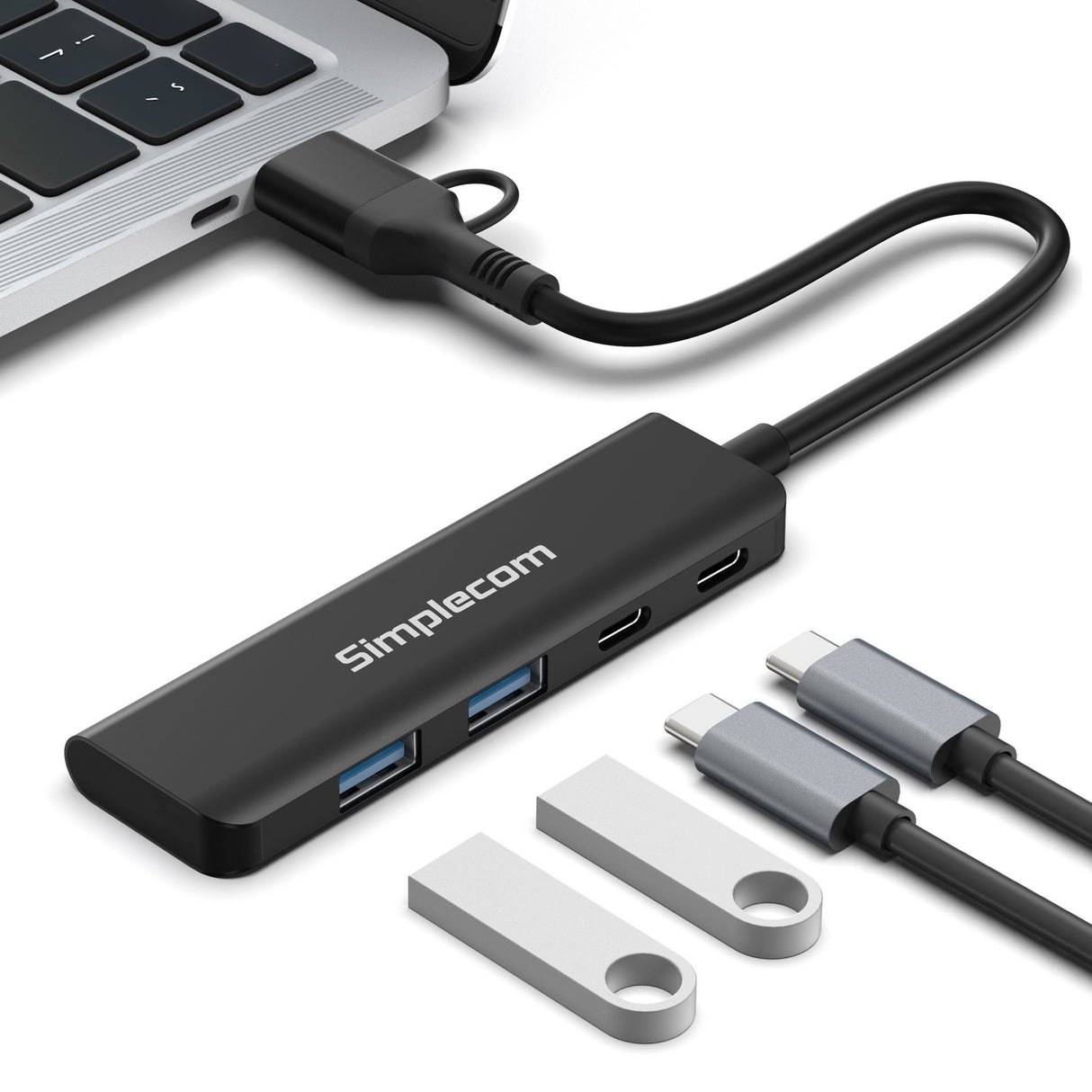 CH385 SuperSpeed USB-A and USB-C 4-Port Combo Hub USB 3.2 Gen 1 (2x USB-A and 2x USB-C Ports)