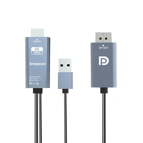 TH201 HDMI to DisplayPort Active Converter Cable 4K@60hz USB Powered 2M