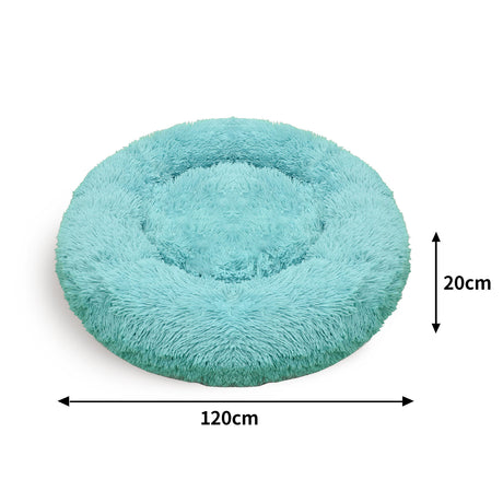 Pet Dog Bedding Warm Plush Round Comfortable Nest Comfy Sleep kennel Green 120cm