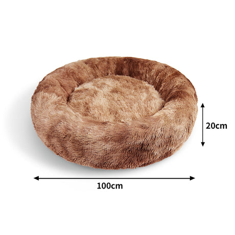 Dog Cat Pet Calming Bed Washable ZIPPER Cover Warm Soft Plush Round Sleeping 100