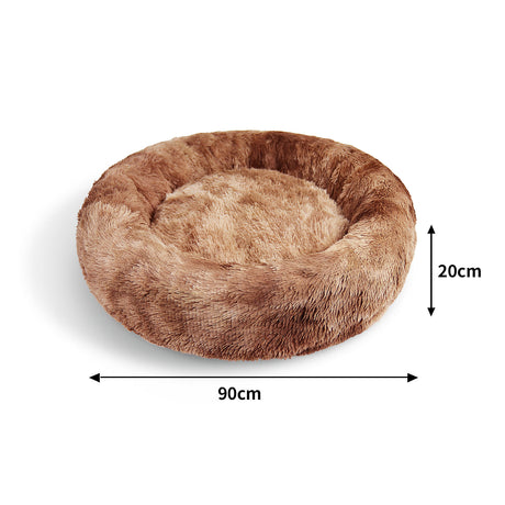 Dog Cat Pet Calming Bed Warm Soft Plush Round Nest Comfy Sleeping Kennel Cave AU