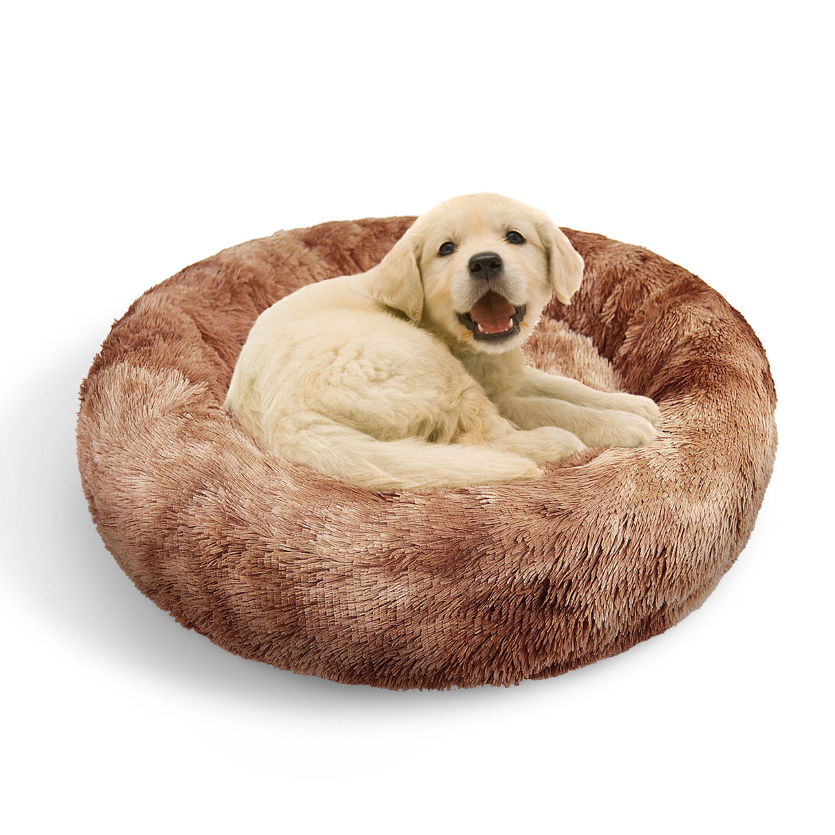 Dog Cat Pet Calming Bed Warm Soft Plush Round Nest Comfy Sleeping Kennel Cave AU