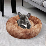 Dog Cat Pet Calming Bed Warm Soft Plush Round Nest Comfy Sleeping Kennel Cave AU