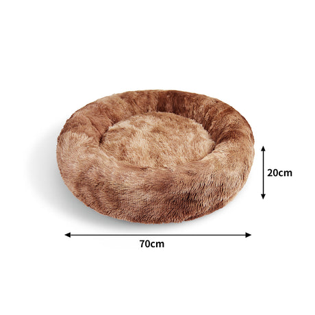 Dog Cat Pet Calming Bed Warm Soft Plush Round Nest Comfy Sleeping Kennel Cave 70