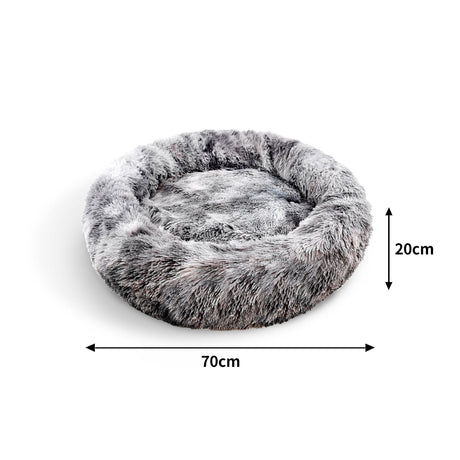 Dog Cat Pet Calming Bed Washable ZIPPER Cover Warm Soft Plush Round Sleeping 70