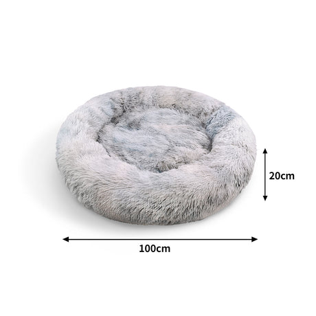 Dog Cat Pet Calming Bed Washable ZIPPER Cover Warm Soft Plush Round Sleeping 100