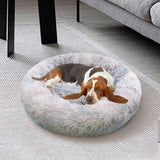 Dog Cat Pet Calming Bed Washable ZIPPER Cover Warm Soft Plush Round Sleeping 100