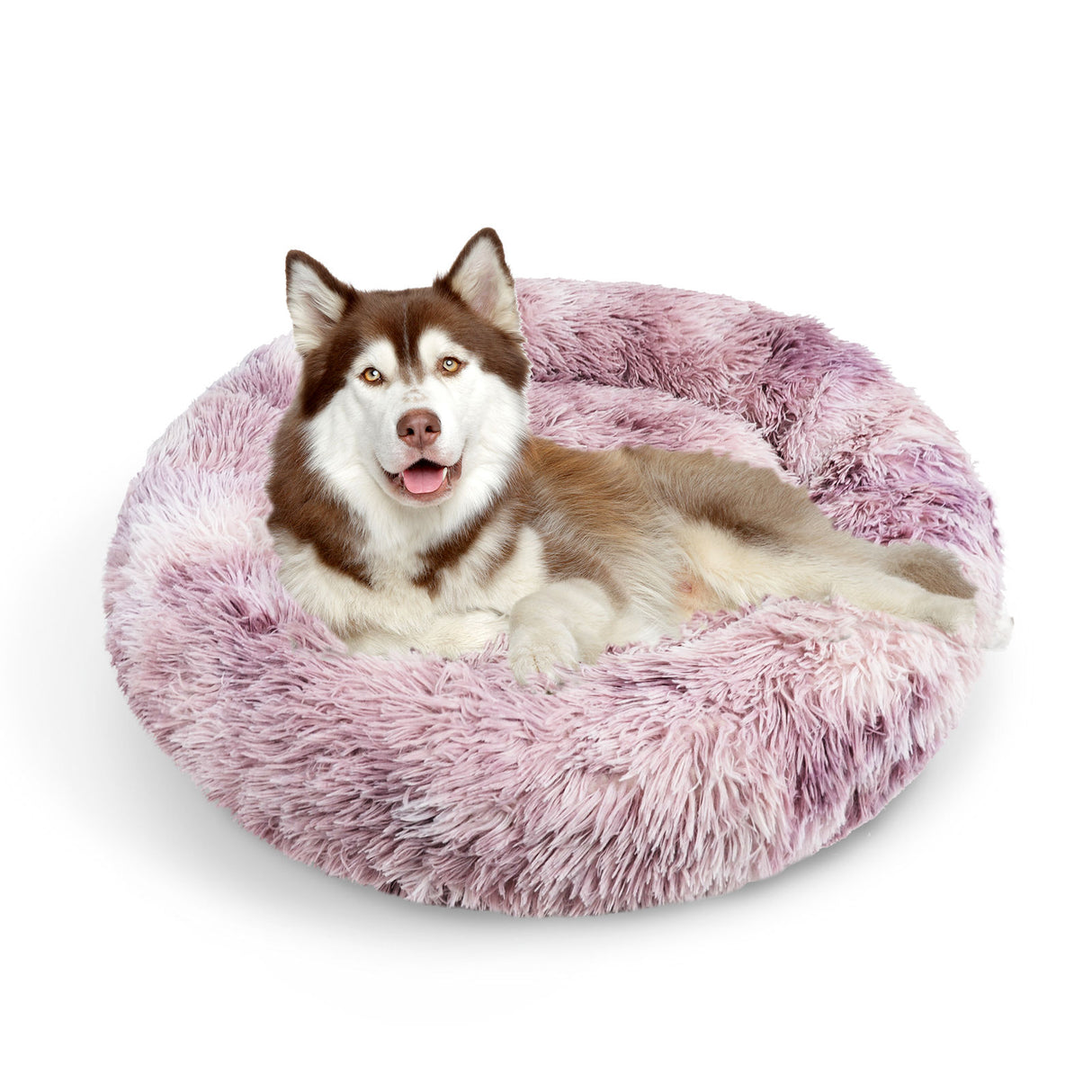 Cat Dog Pet Calming Bed Warm Soft Plush Round Nest Comfy Sleeping Kennel Cave AU