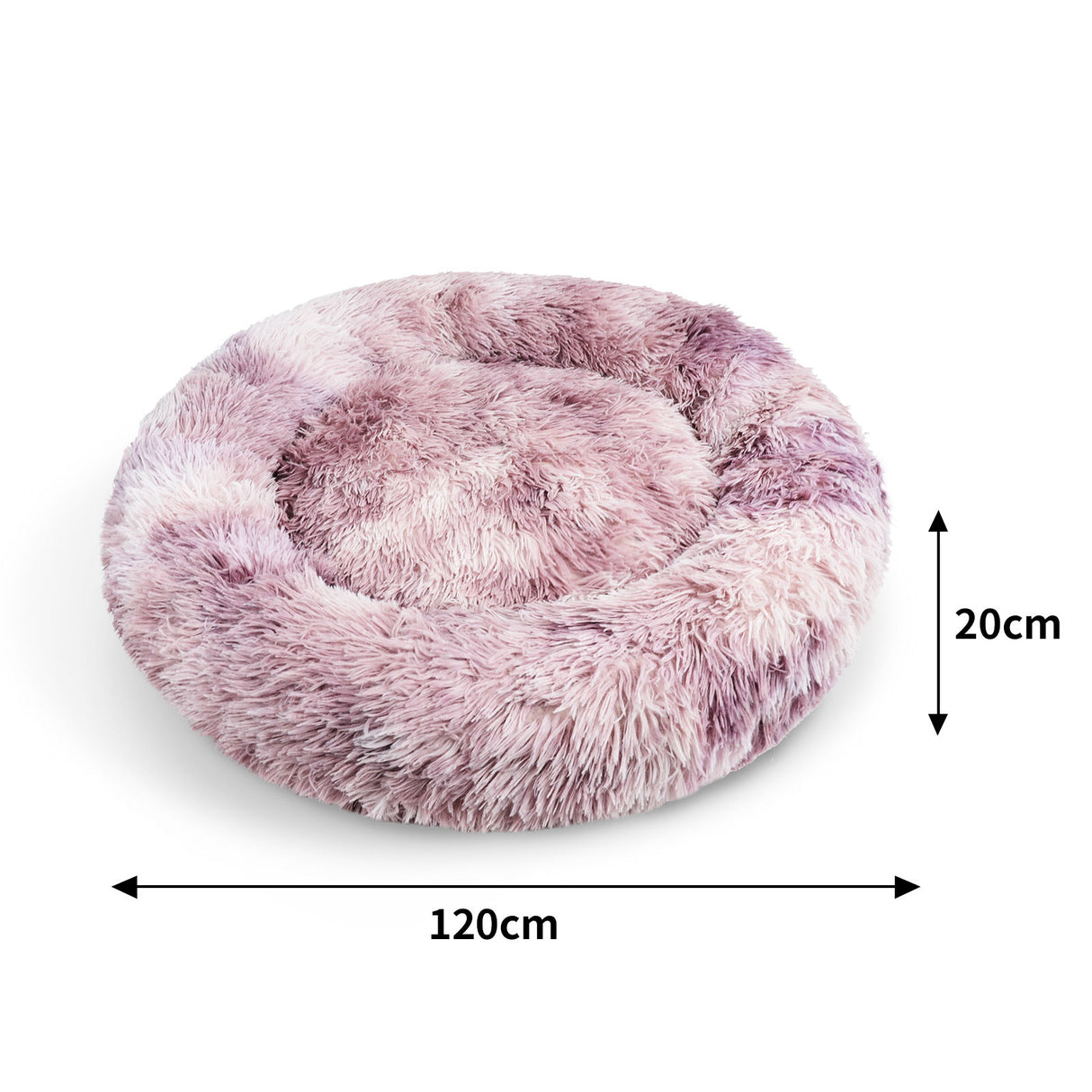 Dog Cat Pet Calming Bed Warm Soft Plush Round Nest Comfy Sleeping Cave MEL 120cm
