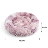 Dog Cat Pet Calming Bed Warm Soft Plush Round Nest Comfy Sleeping Cave MEL 120cm
