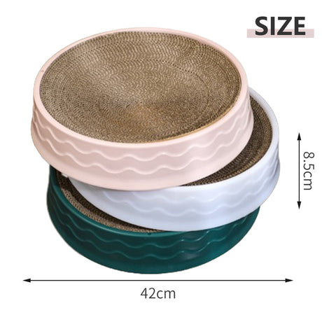 Cat Claw Plate Wear-Resistant Replaceable Round Corrugated Paper Pet Toy White