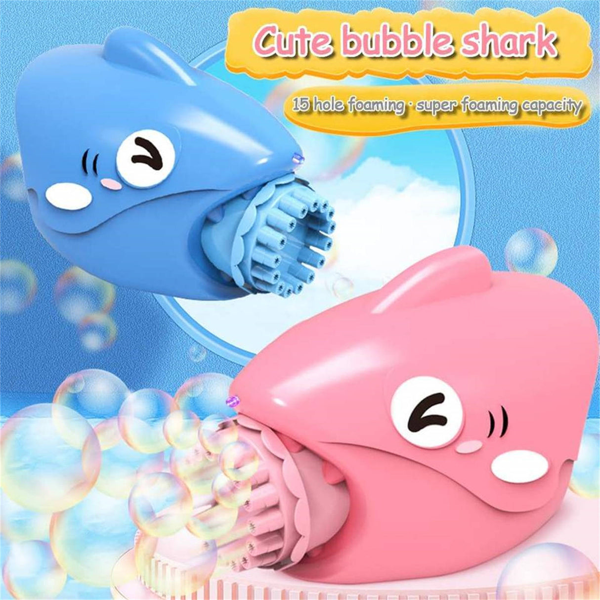 15-Hole Bubble Gun Shark Bubble Machine Automatic Children's Hand-Held Outdoor Toys
