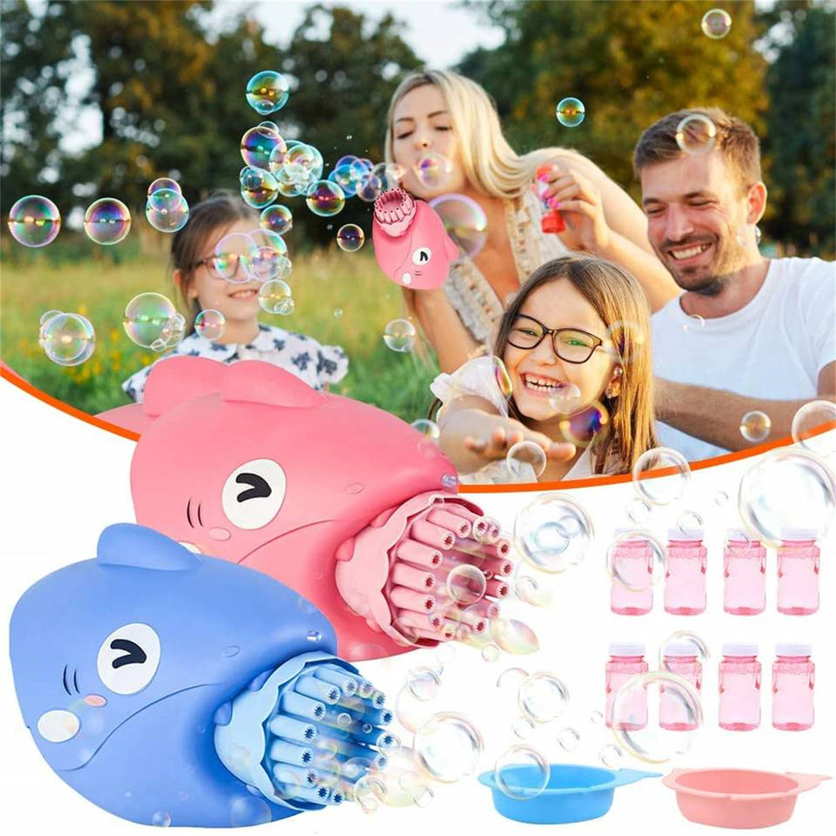 15-Hole Bubble Gun Shark Bubble Machine Automatic Children's Hand-Held Outdoor Toys