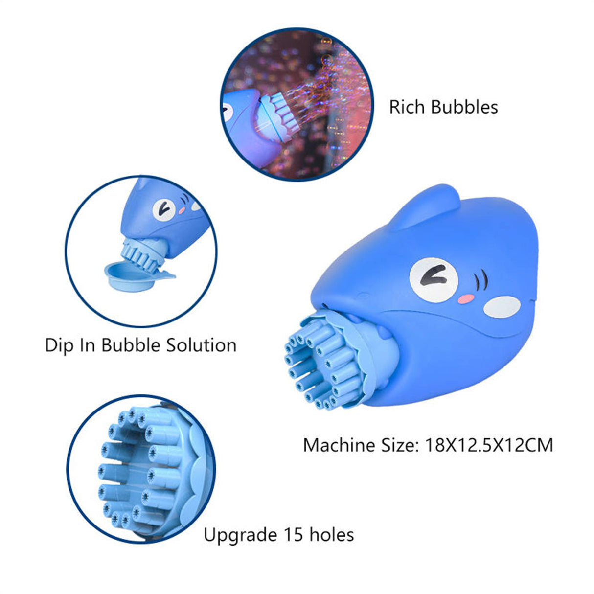 15-Hole Bubble Gun Shark Bubble Machine Automatic Children's Hand-Held Outdoor Toys