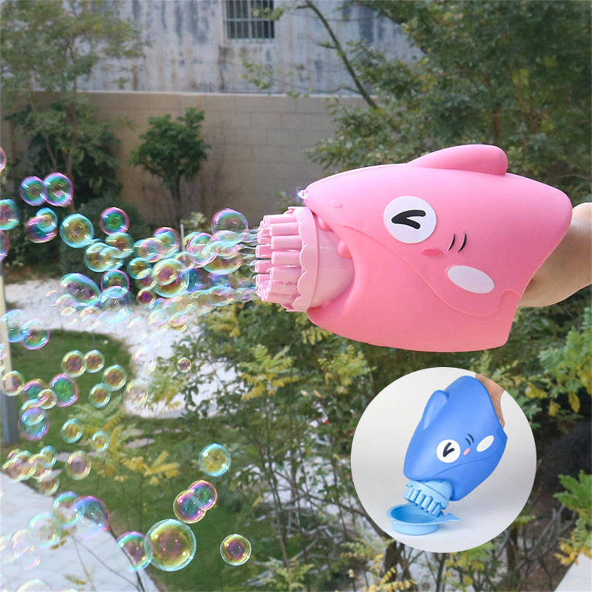 15-Hole Bubble Gun Shark Bubble Machine Automatic Children's Hand-Held Outdoor Toys