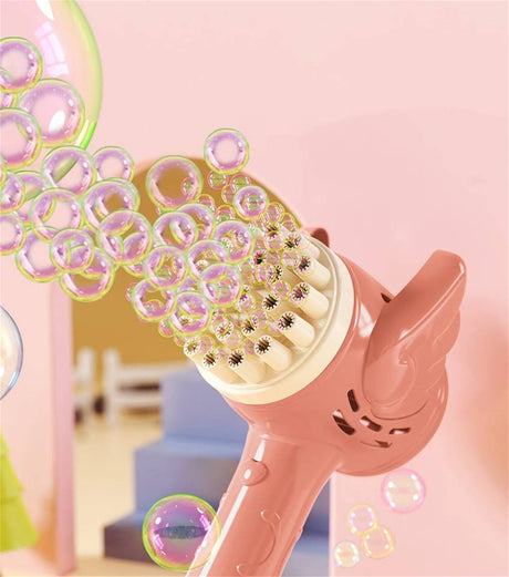 23-Hole Angel Bubble Hammer Gatling Bubble Machine Children's Electric Toy Blue