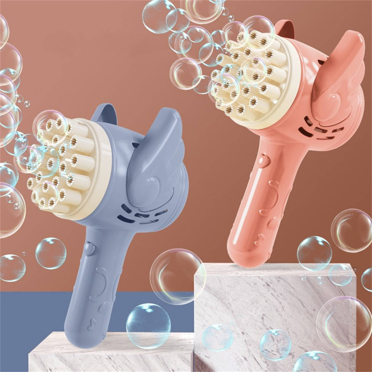23-Hole Angel Bubble Hammer Gatling Bubble Machine Children's Electric Toy Blue