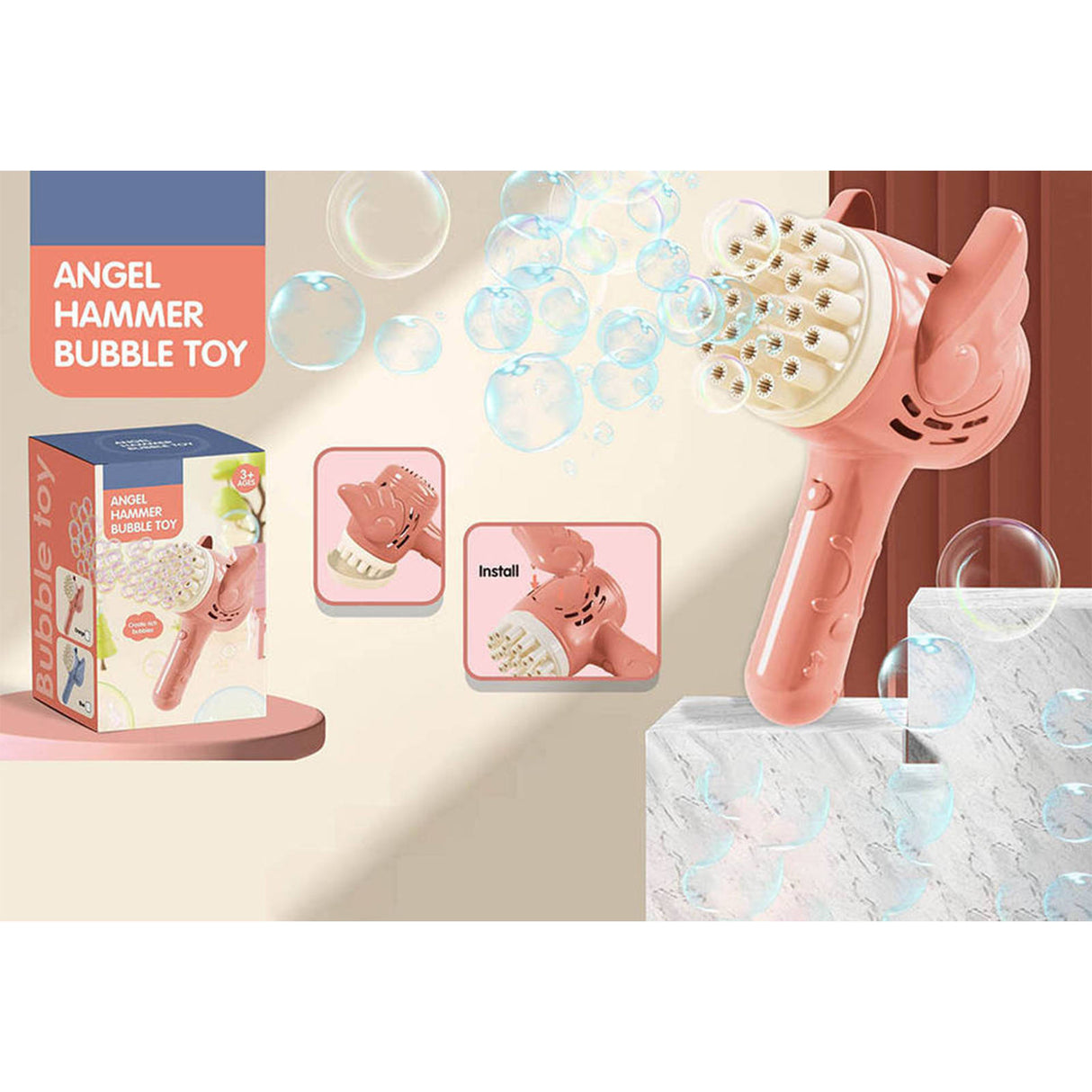 23-Hole Angel Bubble Hammer Gatling Bubble Machine Children's Electric Toy