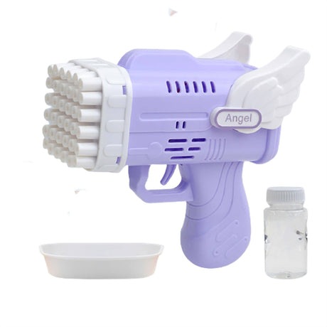 42 Hole Angel Wing Automatic Bubble Blowing Bubble Gun Launcher Toy Purple