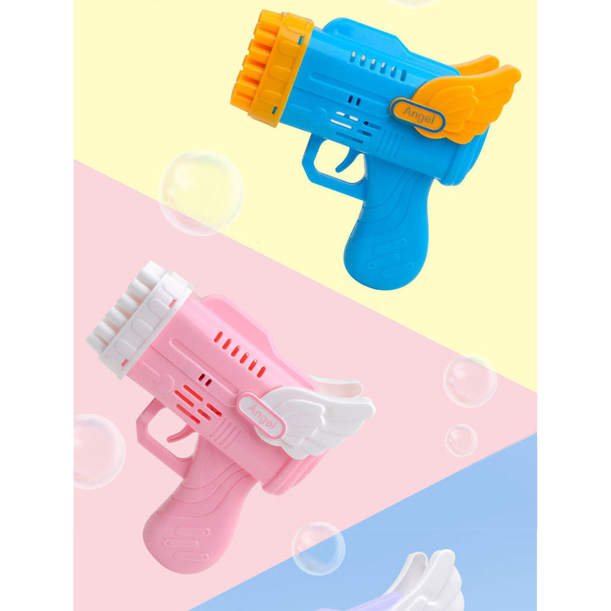 42 Hole Angel Wing Automatic Bubble Blowing Bubble Gun Launcher Toy Yellow