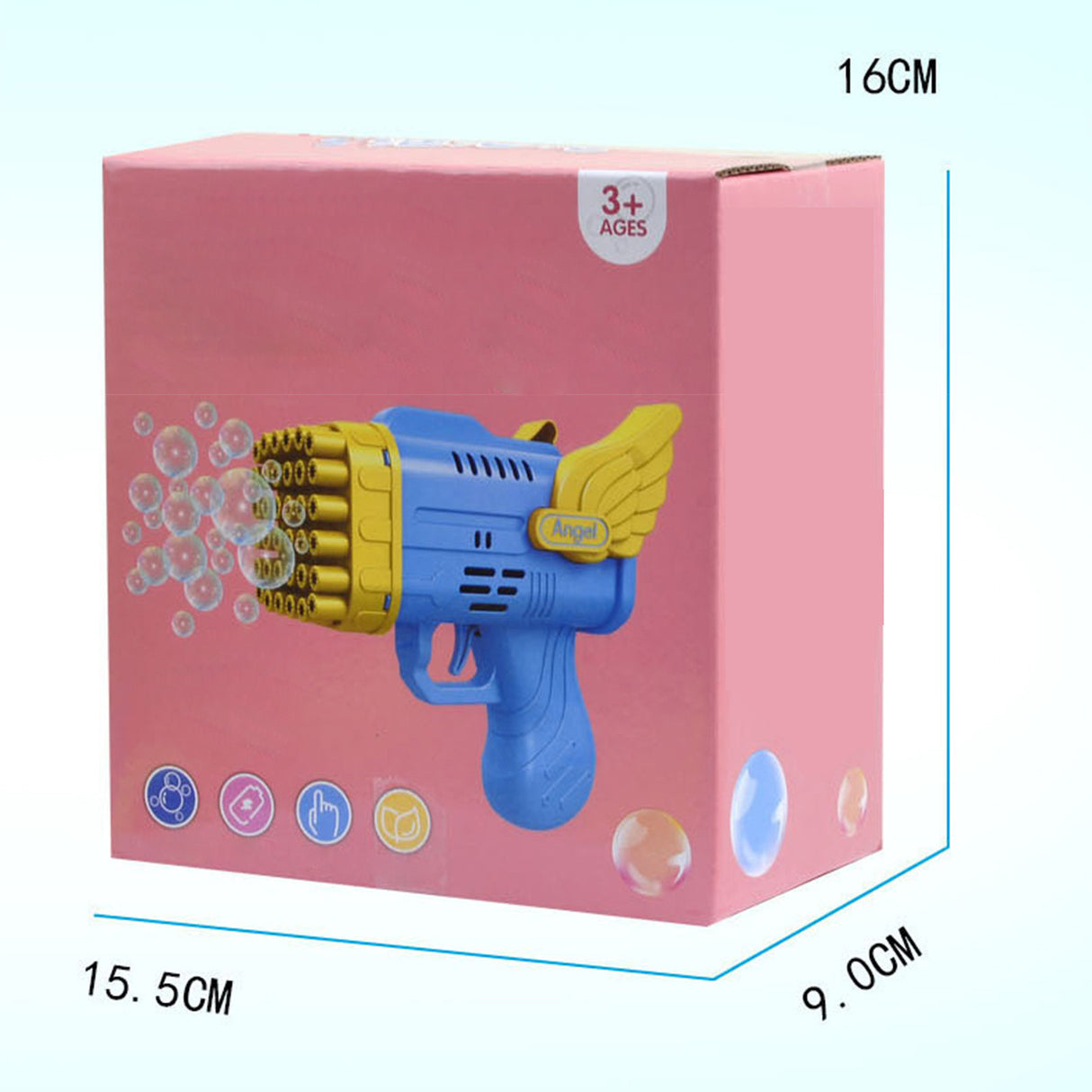 42 Hole Angel Wing Automatic Bubble Blowing Bubble Gun Launcher Toy Yellow