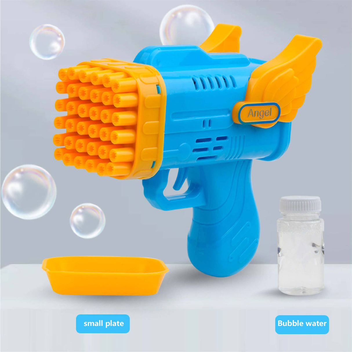 42 Hole Angel Wing Automatic Bubble Blowing Bubble Gun Launcher Toy Yellow