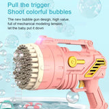 69-Hole Bubble Gun Hand-Held Automatic Bubble Machine Luminous Kids Toy Blue