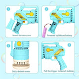 69-Hole Bubble Gun Hand-Held Automatic Bubble Machine Luminous Kids Toy Blue