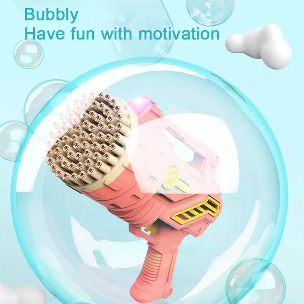 69-Hole Bubble Gun Hand-Held Automatic Bubble Machine Luminous Kids Toy Pink